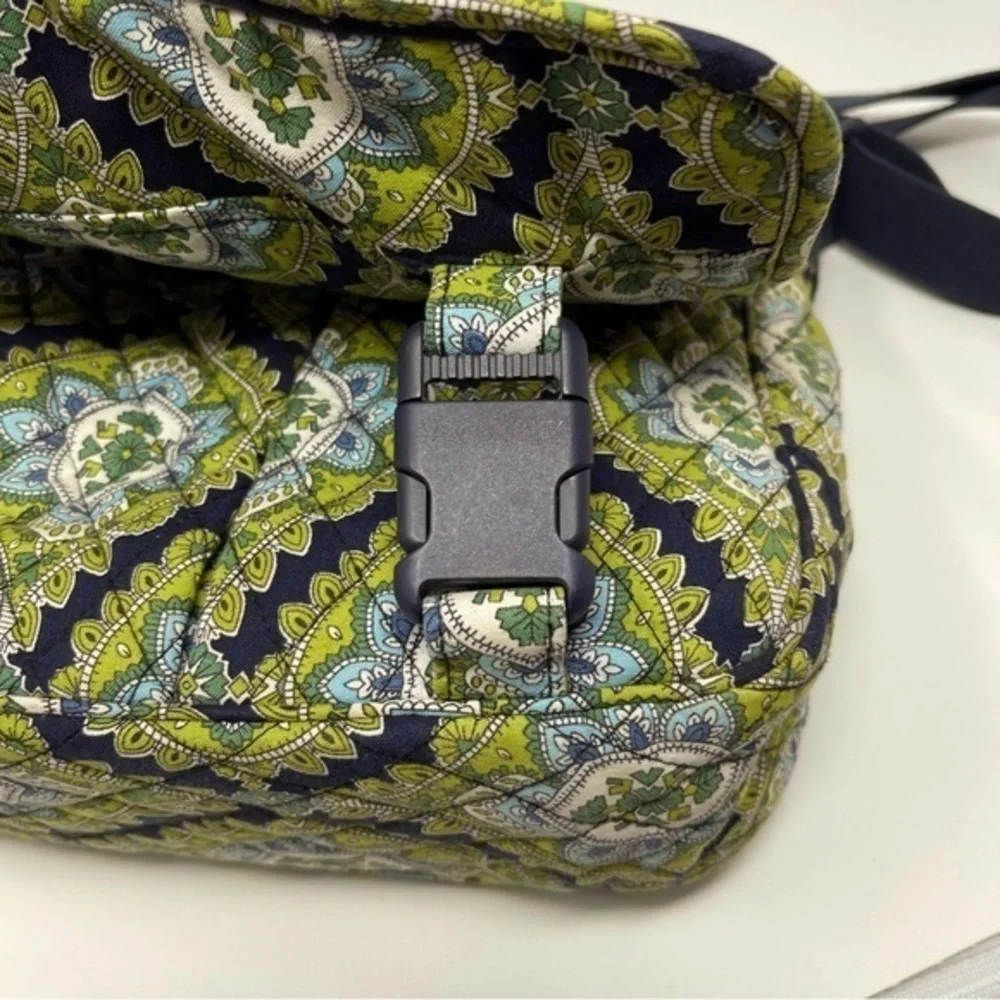 Vera Bradley Laptop Large Messenger Adjustable Wide‎ Strap Greens Blues White - Picture 6 of 14